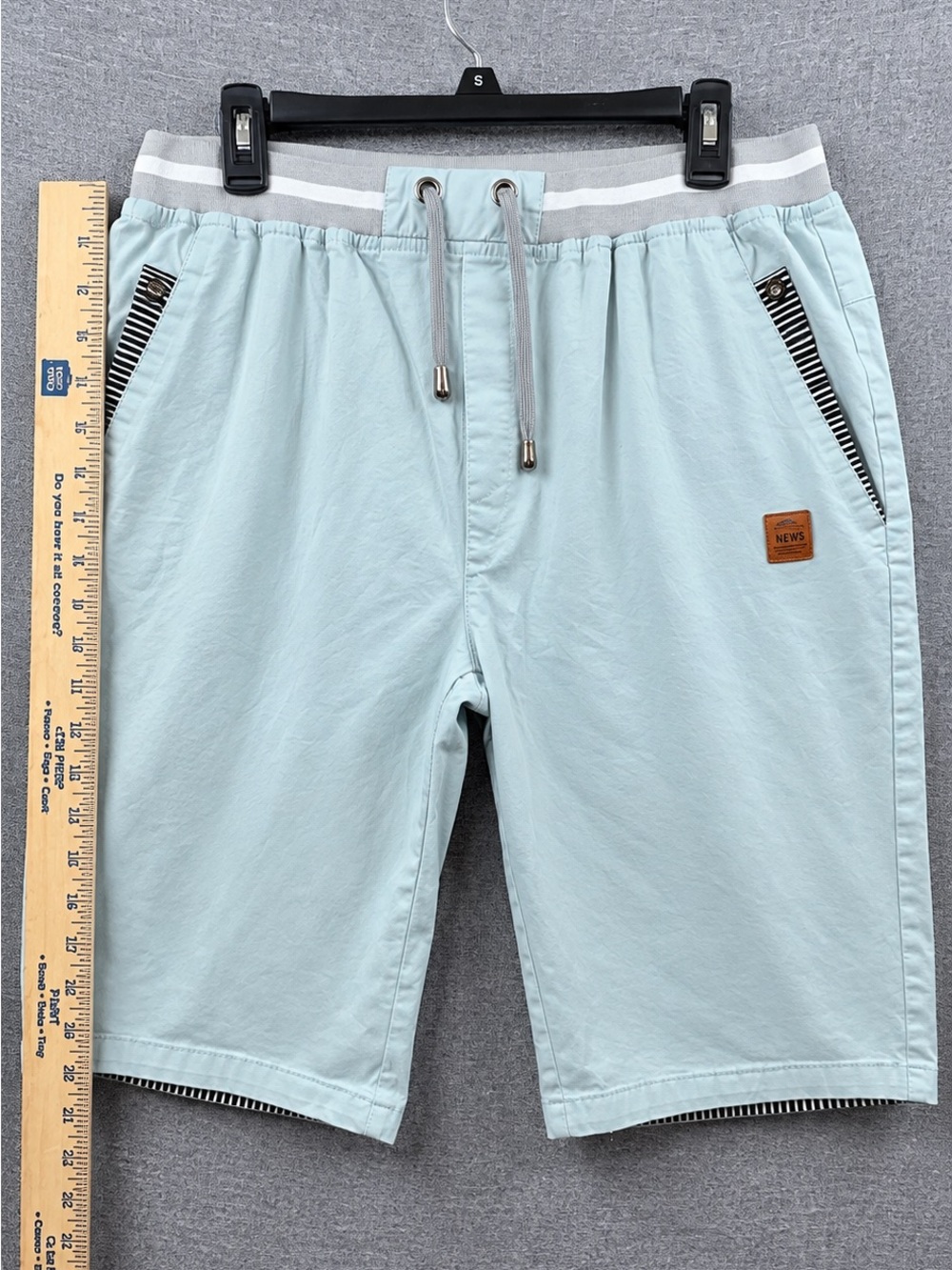 Amazon Essentials Men's Pale Blue Drawstring Athletic Shorts